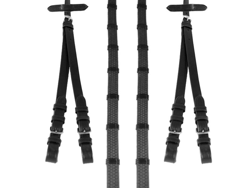 Rubber Grip Split Black Reins