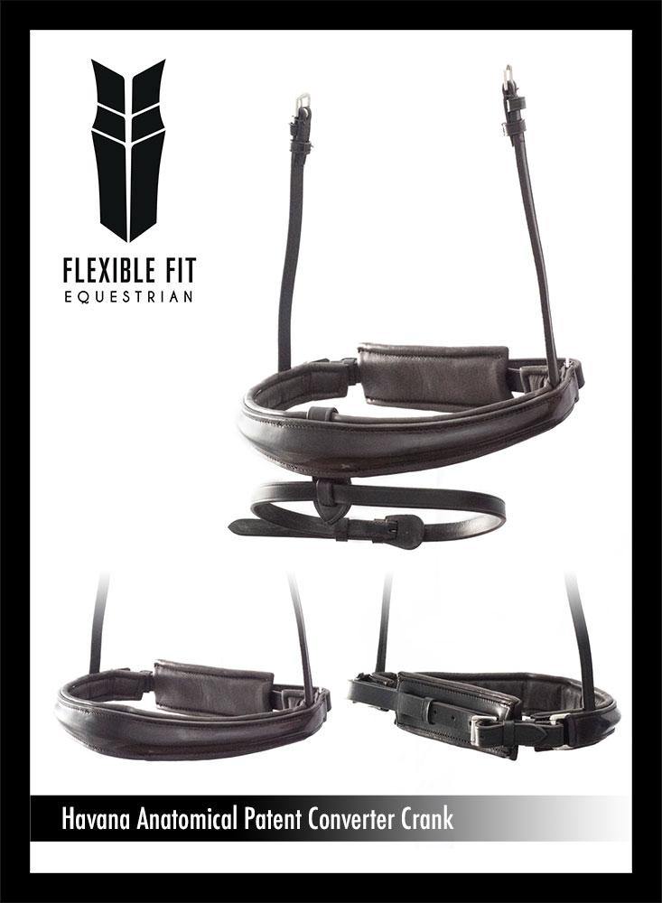 ANANTOMICAL RAISED PATENT CONVERTER CRANK - HAVANA SNAFFLE/DOUBLE NOSEBAND - Flexible Fit Equestrian Australia