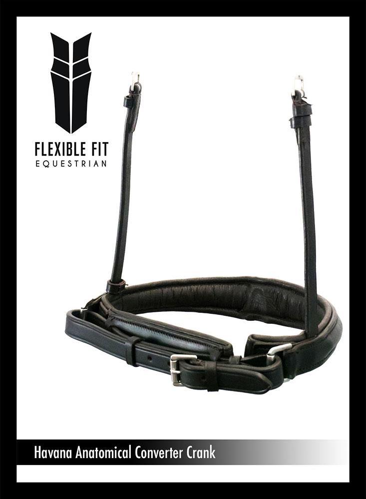 ANANTOMICAL RAISED PLAIN CONVERTER CRANK - HAVANA SNAFFLE/DOUBLE NOSEBAND - Flexible Fit Equestrian Australia