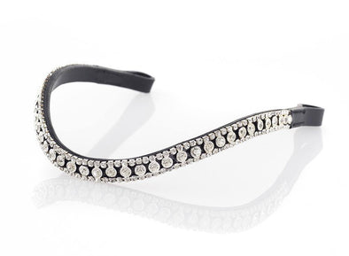 CLEAR THIN CRYSTAL WAVE - BLACK BROWBAND - Flexible Fit Equestrian Australia