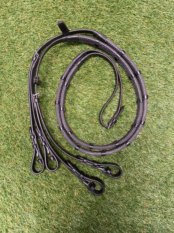 Cob Size Havana Rubber Grip Split Reins