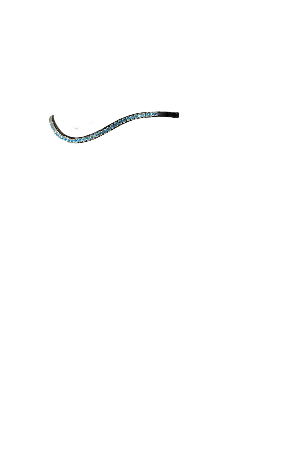 Single Row Blue Thin Crystal Wave - Black Browband