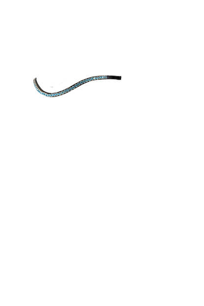 Single Row Blue Thin Crystal Wave - Black Browband
