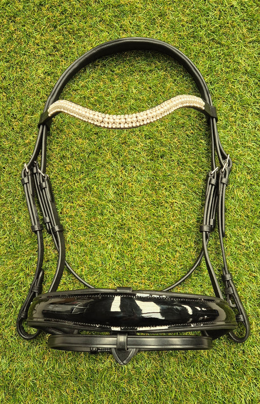 Full size black premium gel snaffle sales bridle - no reins