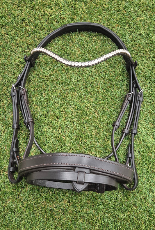 Cob Size Havana Premium Gel Snaffle Sales Bridle - No Reins