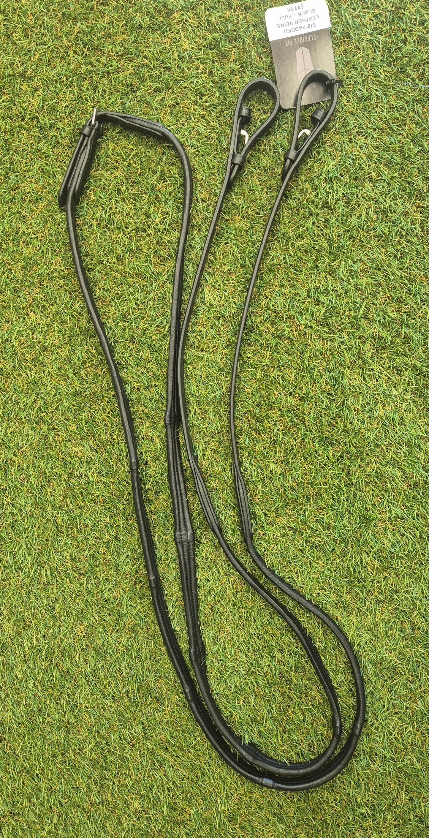 Padded Leather Reins 5/8 Black Full - sale