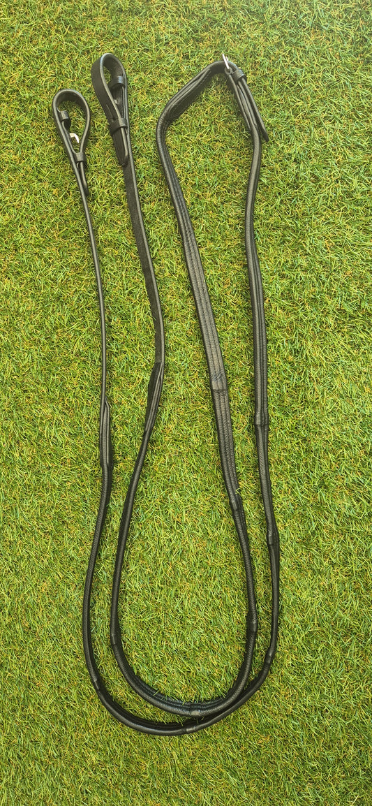 Padded Leather Reins 5/8 black cob - sale