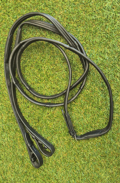 Padded Leather Reins 5/8 black cob - sale