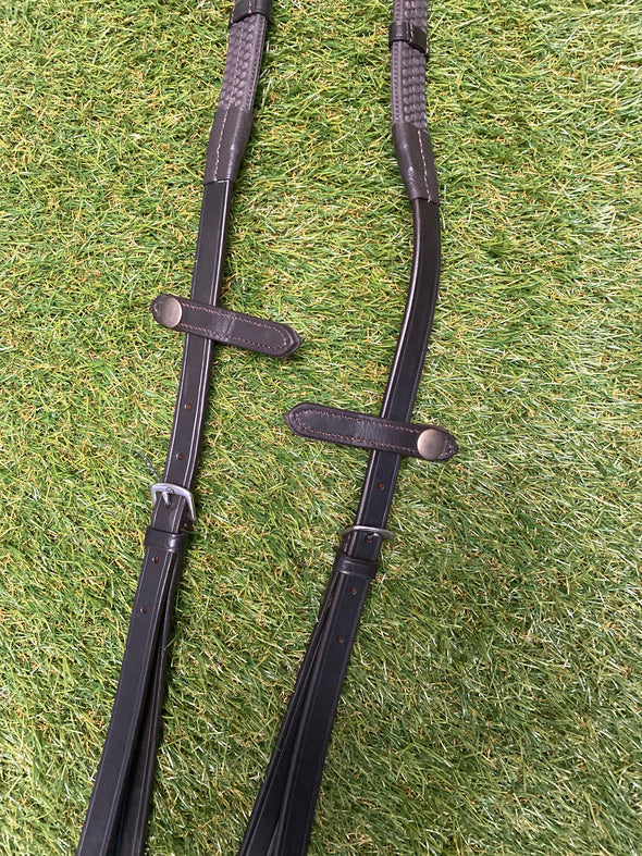 Cob Size Havana Rubber Grip Split Reins