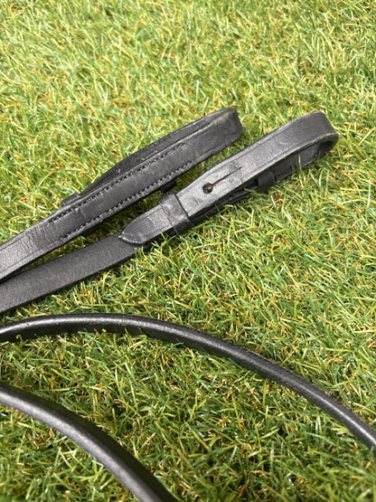 PONY/COB Curb Leather Reins - Black
