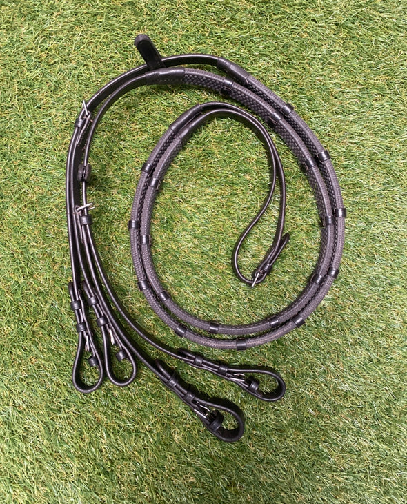 Full Size Havana Rubber Grip Split Reins