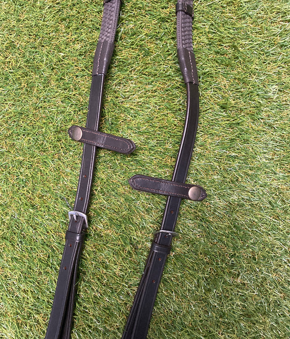 Full Size Havana Rubber Grip Split Reins