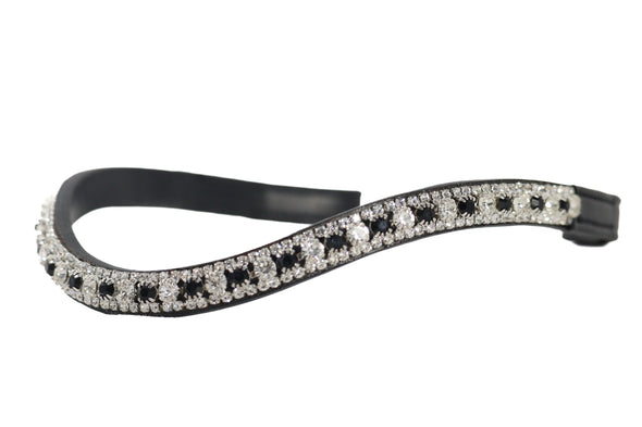 Black & Clear Thin Crystal Wave - Black Browband