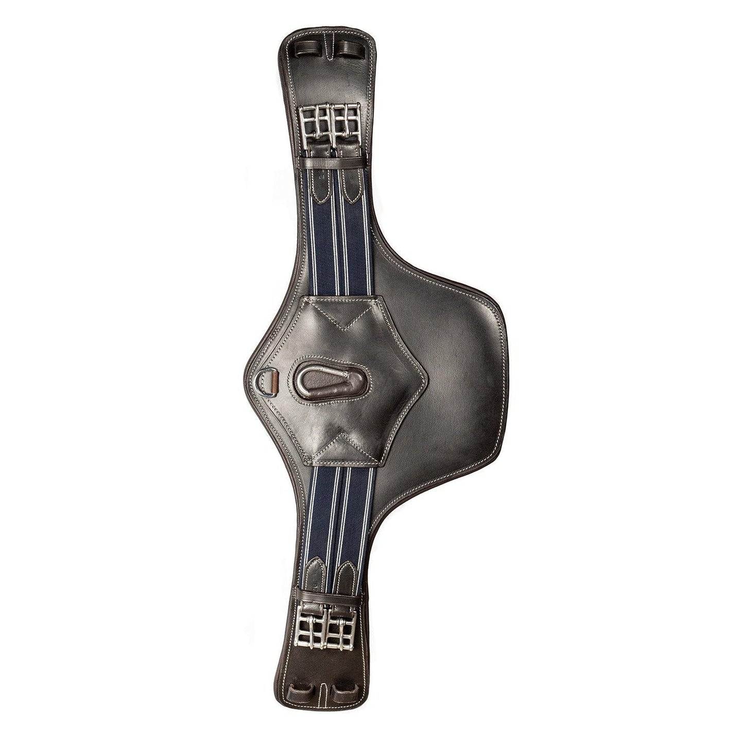 Anatomical Short Stud Girth - Blue & White Elastic