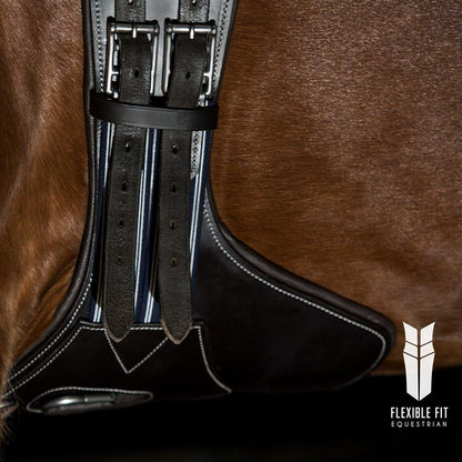 Anatomical Short Stud Girth - Blue & White Elastic