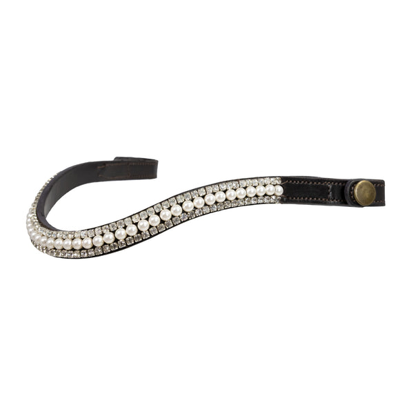 QUICK CHANGE WHITE PEARL AND CLEAR CRYSTAL WAVE - HAVANA BROWBAND