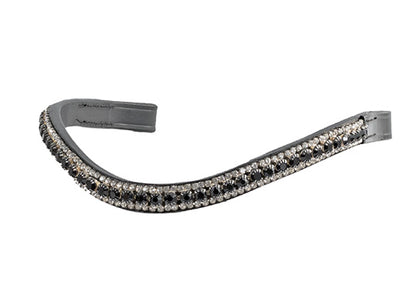 Main Black & Clear Thin Crystal Wave - Black Browband