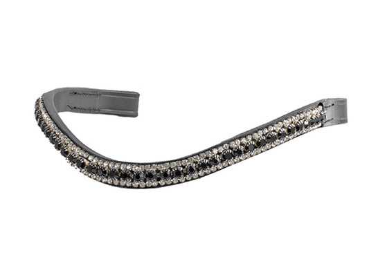Main Black & Clear Thin Crystal Wave - Black Browband