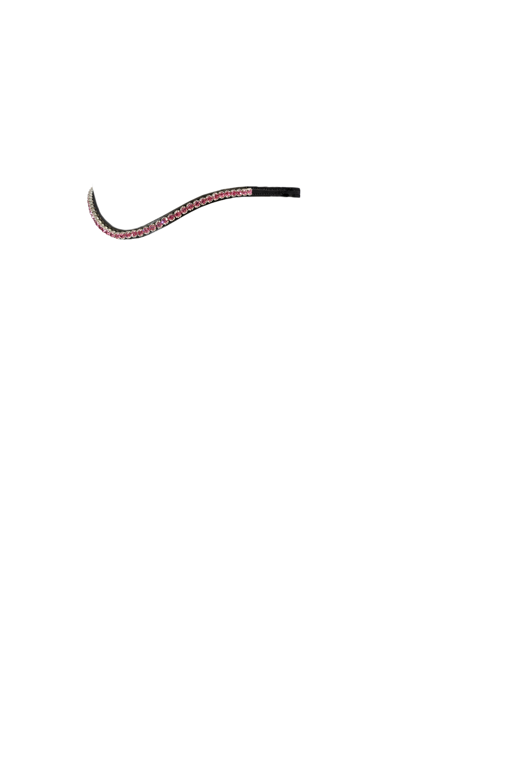 Single Row Pink Thin Crystal Wave - Black Browband