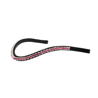 Single Row Pink Thin Crystal Wave - Black Browband