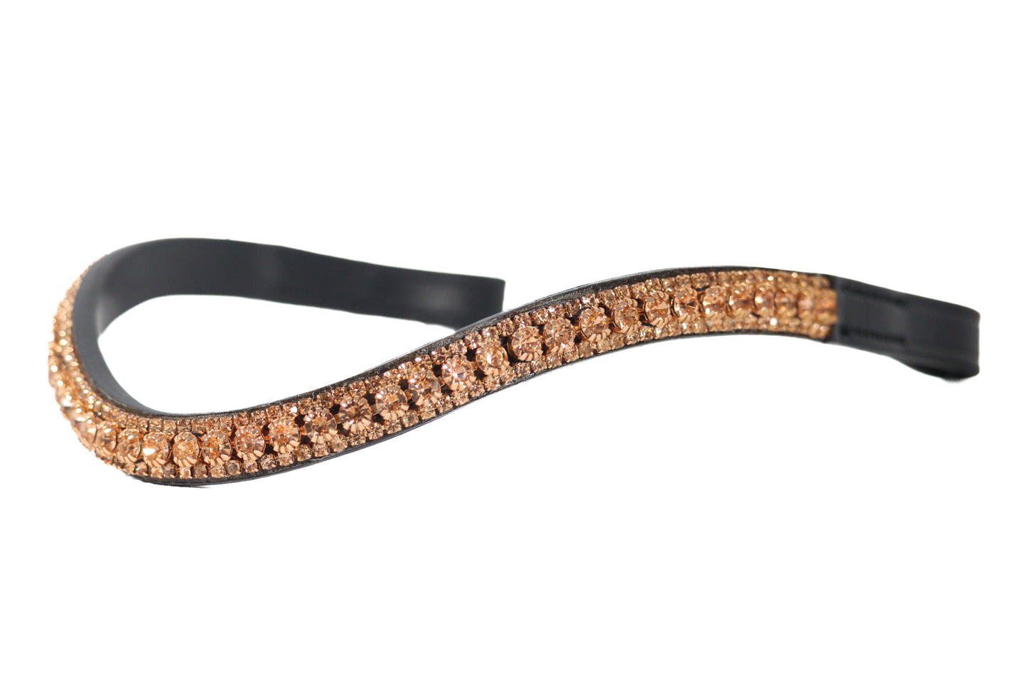 Rose Gold Thin Crystal Wave - Black Browband
