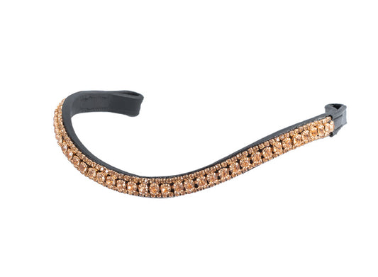 Rose Gold Thin Crystal Wave - Black Browband