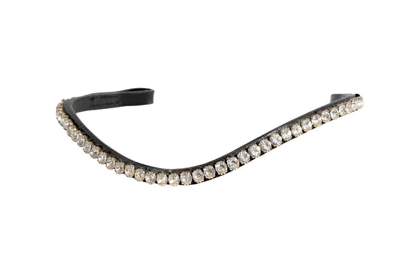 Single Row Thin Crystal Wave - Black Browband