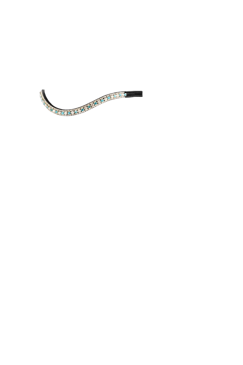 Turquoise & Clear Thin Crystal Wave - Black Browband