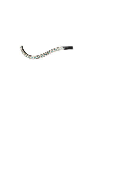 Turquoise & Clear Thin Crystal Wave - Black Browband