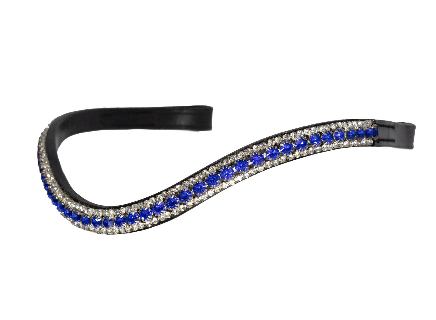 Zephyr Blue Thin Crystal Wave - Black Browband