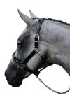PATENT SILVER PIPE BLACK HALTER - Flexible Fit Equestrian Australia