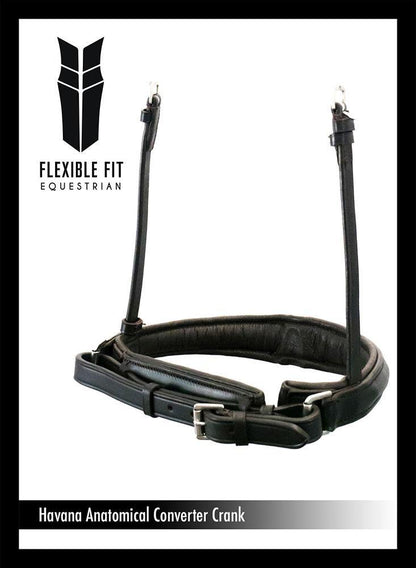 ANANTOMICAL RAISED PLAIN CONVERTER CRANK - HAVANA SNAFFLE/DOUBLE NOSEBAND - Flexible Fit Equestrian Australia