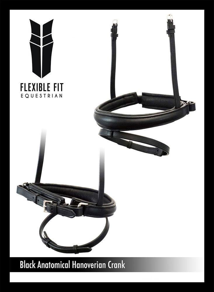 ANATOMICAL RAISED PLAIN HANOVERIAN CRANK - BLACK NOSEBAND - Flexible Fit Equestrian Australia