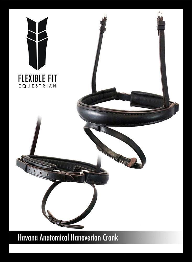 ANANTOMICAL RAISED PLAIN HANOVERIAN CRANK - HAVANA NOSEBAND - Flexible Fit Equestrian Australia