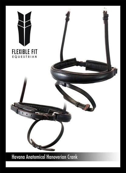 ANANTOMICAL RAISED PLAIN HANOVERIAN CRANK - HAVANA NOSEBAND - Flexible Fit Equestrian Australia