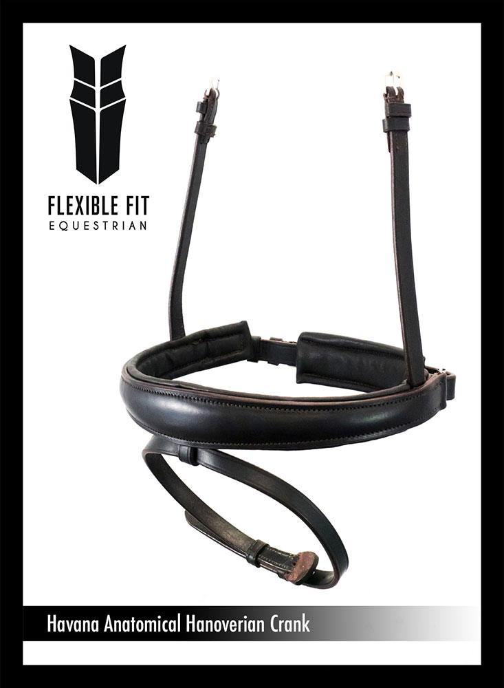 ANANTOMICAL RAISED PLAIN HANOVERIAN CRANK - HAVANA NOSEBAND - Flexible Fit Equestrian Australia