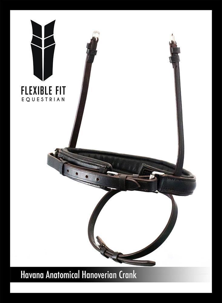 ANANTOMICAL RAISED PLAIN HANOVERIAN CRANK - HAVANA NOSEBAND - Flexible Fit Equestrian Australia