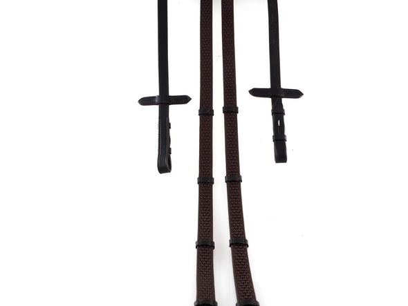 BIO GRIP WITH CONTINENTAL STOPPERS HAVANA REINS - Flexible Fit Equestrian Australia