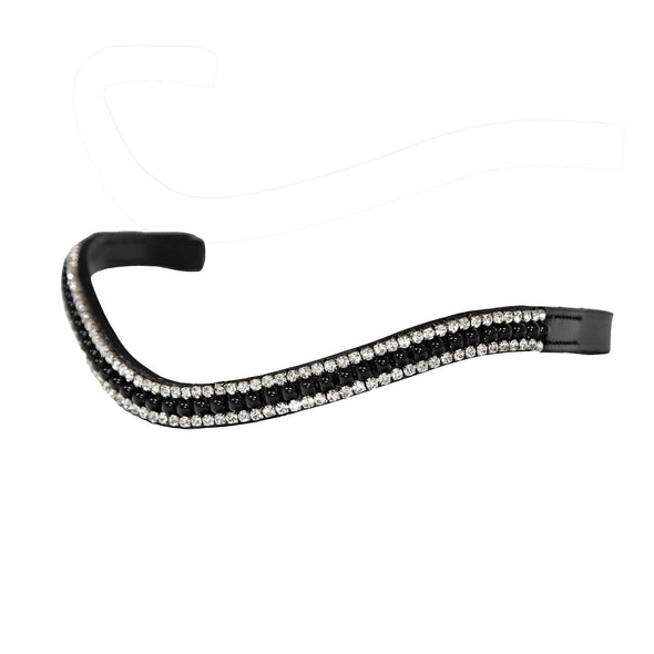 Black Pearl with Clear Crystal Wave - Black Browband - Flexible Fit Equestrian Australia