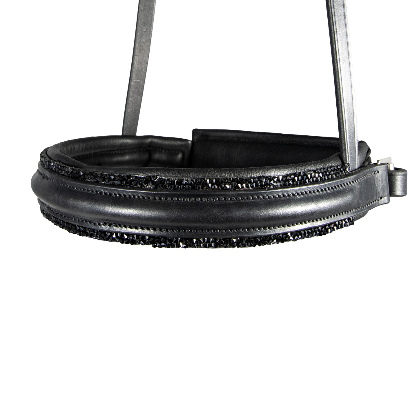STRAIGHT RAISED CRYSTAL CONVERTER CRANK - BLACK SNAFFLE / DOUBLE NOSEBAND