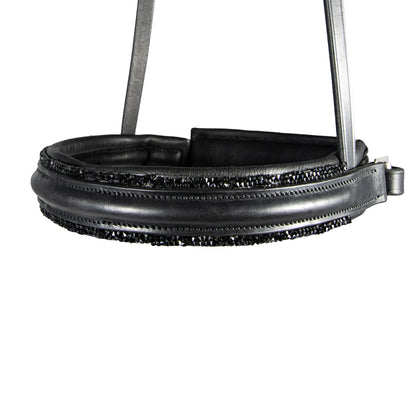 STRAIGHT RAISED CRYSTAL CONVERTER CRANK - BLACK SNAFFLE / DOUBLE NOSEBAND