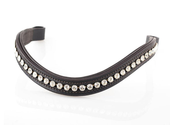 CLEAR CRYSTAL MID THIN WAVE - HAVANA BROWBAND - Flexible Fit Equestrian Australia