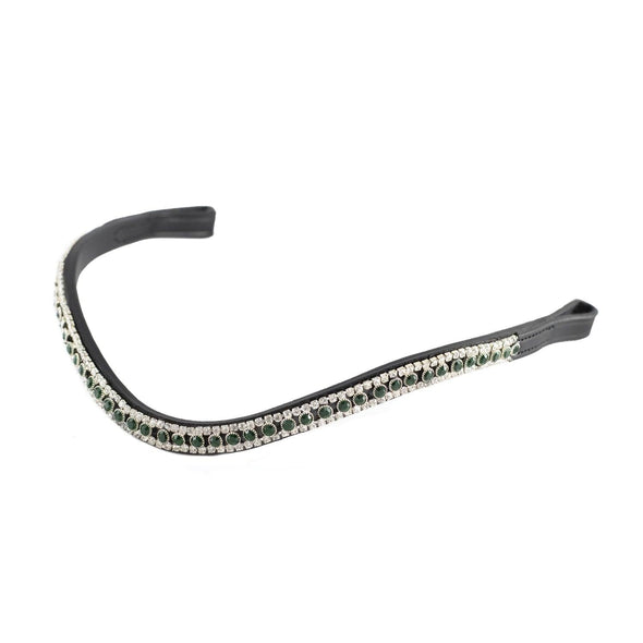 Emerald Green & Clear Thin Crystal Wave - Black Browband - Flexible Fit Equestrian Australia