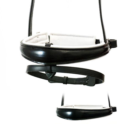 EXTRA WIDE ANATOMICAL RAISED PATENT WHITE PADDED CONVERTER CRANK - BLACK NOSEBAND - Flexible Fit Equestrian Australia