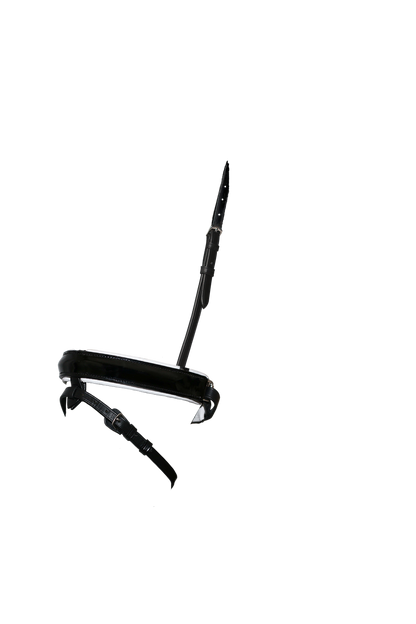 EXTRA WIDE STRAIGHT RAISED PATENT WHITE PADDED CONVERTER CRANK - BLACK SNAFFLE/DOUBLE NOSEBAND - Flexible Fit Equestrian Australia