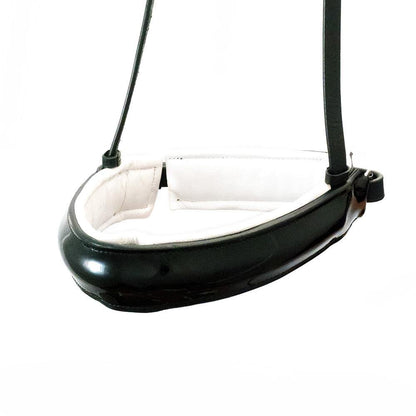 EXTRA WIDE STRAIGHT RAISED PATENT WHITE PADDED CONVERTER CRANK - BLACK SNAFFLE/DOUBLE NOSEBAND - Flexible Fit Equestrian Australia