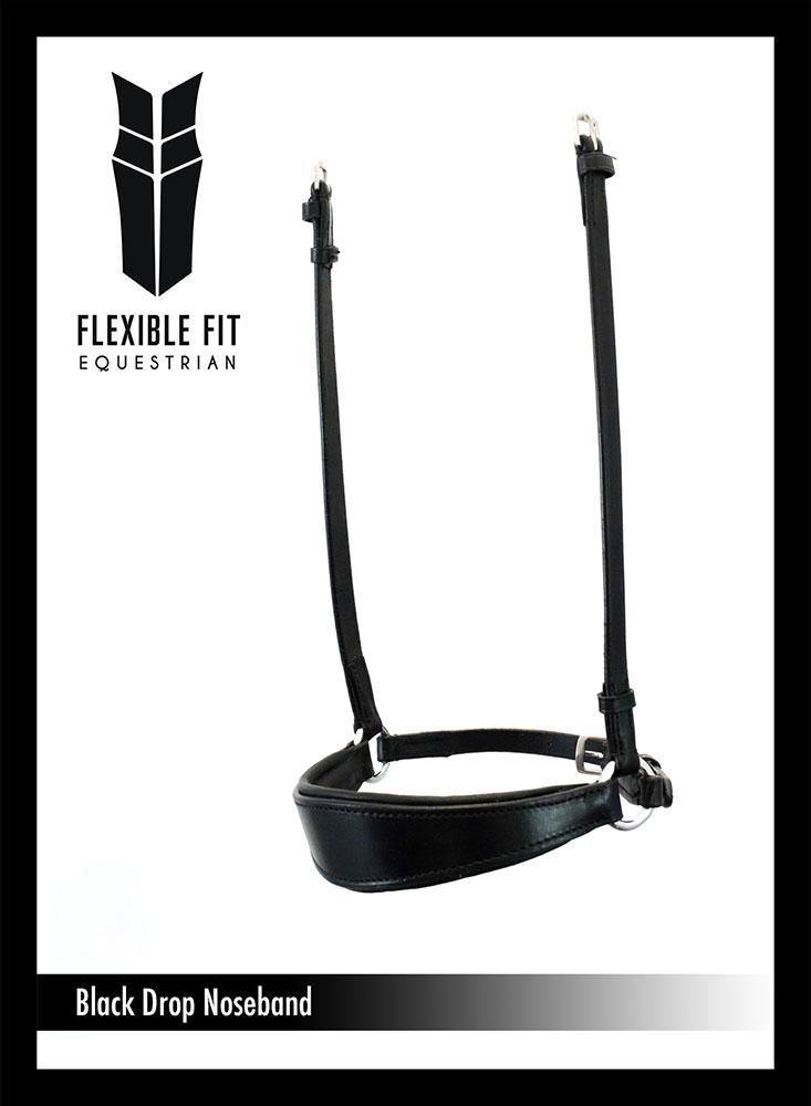 FLAT DROP - BLACK NOSEBAND - Flexible Fit Equestrian Australia