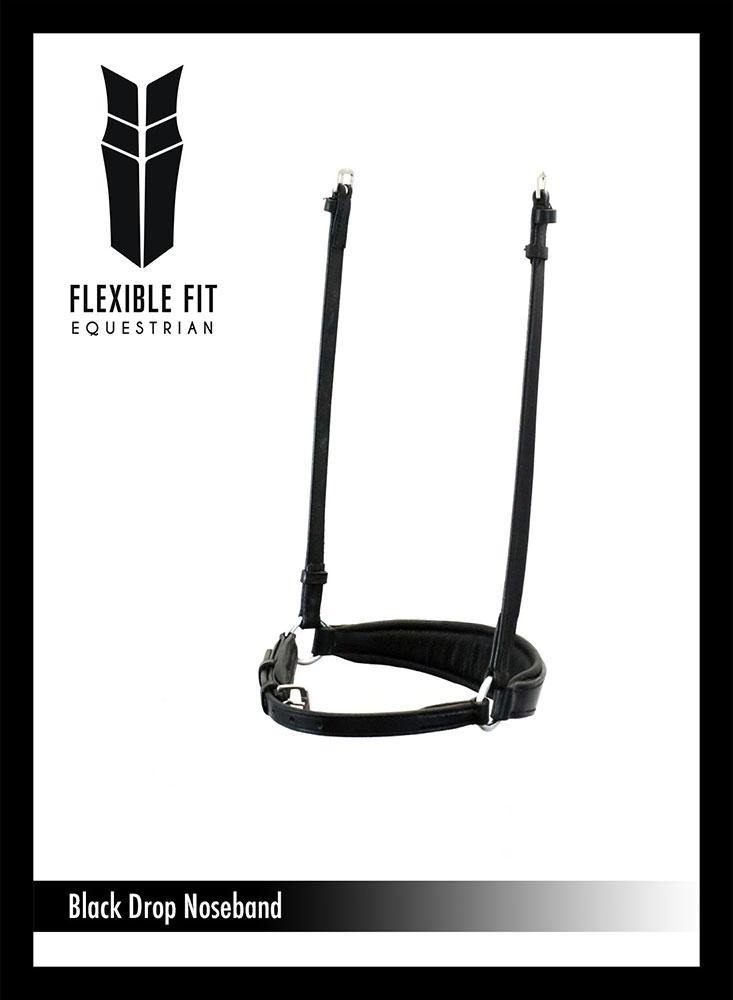 FLAT DROP - BLACK NOSEBAND - Flexible Fit Equestrian Australia