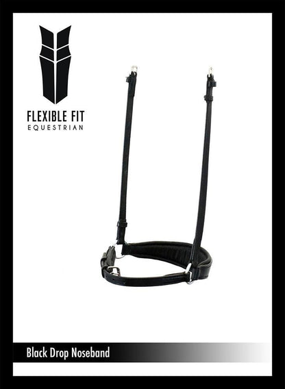 FLAT DROP - BLACK NOSEBAND - Flexible Fit Equestrian Australia