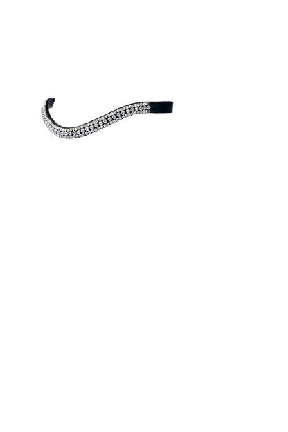 Grey Pearl with Clear Crystal Wave - Black Browband - Flexible Fit Equestrian Australia